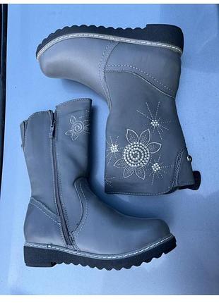 Зимові чоботи зі шкіряними вставками