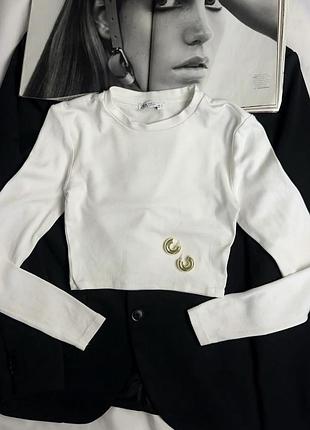 Укороченный базовый лонгслив, реглан в рубчик zara, р.s-m