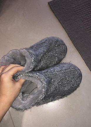 Домашні хутряні в’язані капці тапочки для дому дома меховые домашние вязаные