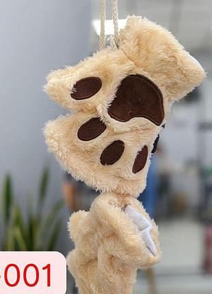 Перчатки лапки бежевые-коричневые п-001