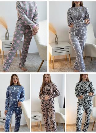 5 кольорів 🌈тепла піжама махрова, теплая пижама женская, махрова піжама жіноча, плюшева піжама жіноча, тепла піжама махрова велсофт