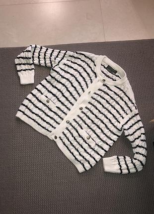 В’язаний бавовняний кардиган олд мані в смужку з ґудзиками вязаный мани в полоску кофта old money