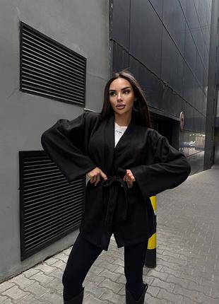 Теплый женский кардиган с поясом