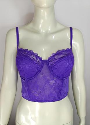 Сатиновый корсет бюстгальтер primark размер 80c-85c кружевной бюст бюстье бра бралет лиф лифчик балконет
