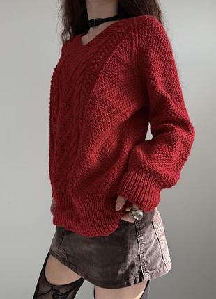 Вінтажний червоний светр
