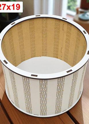 Белая подарочная коробка открытого типа круглой формы 27х19см деревянная коробочка для подарка белая круглая шляпная по наполнение