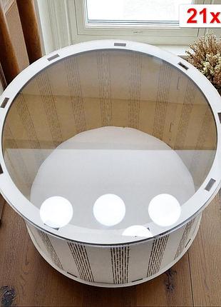 Белая подарочная коробка с прозрачной крышкой круглой формы 21х15см деревянная коробочка для подарка круглая шляпная по наполнение