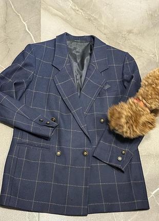 Шикарний теплий вовняний синій піджак 40/42м/л