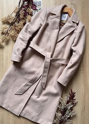 Пальто кашемірове демісезонне з шерстю тепле міді з поясом