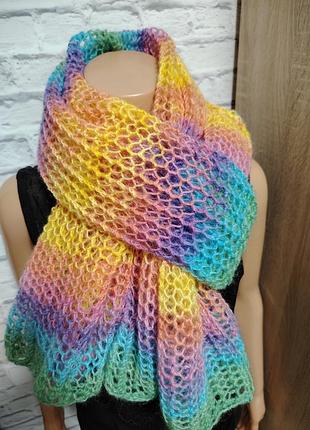 Шарф, палантин, шаль, мохера, ручная работа.