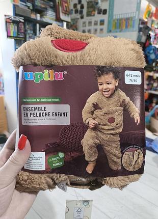 Костюм плюшевий для малюків lupilu. хлопчик, дівчинка. коричневий, темно-синій.