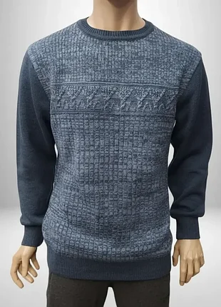 Чоловічий батальний вовняний светр turhan синій артикул: sv0067