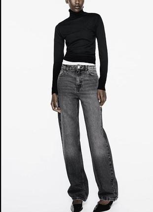 Джинси  труби подовжені прямі сірі трендові straight-fit zara 34 нова колекція