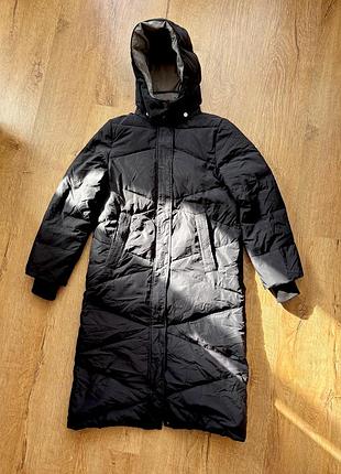 Довгий пуховик натуральний пух