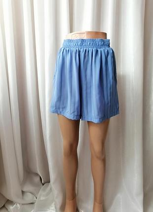 Прозрачные шорты шифон высокая посадка с карманами по бокам