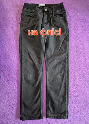 140 рост 8-10 лет. теплые зимние джинсы на флисе denim