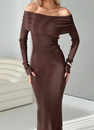 Стильне жіноче плаття з відкритими плечима 42-44, 46-48 рубчик