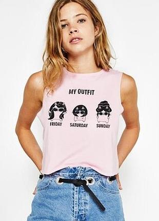 Хлопковый кроп топ майка укороченная футболка с надписью от bershka