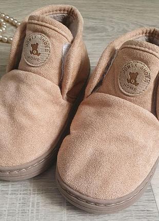 Дитячі теплі текстильні капці для дівчинки на липучках