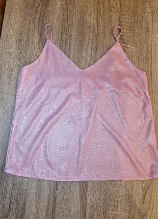 Топ блистательный розовый на бретелях. кроп-топ с блеском