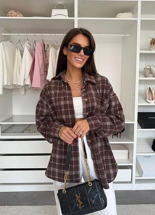 Рубашка женская из шерстяной фланели в клетку 9953 дч