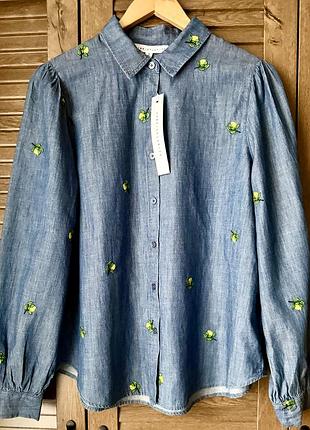 Оригінал! нова стильна джинсова вишита жіноча сорочка jane & delancey, сша 🇺🇸, m / l р.