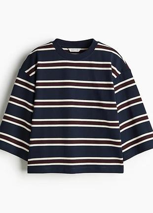 Футболка у смужку з подовженим рукаво h&m edition