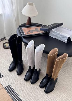 Сапоги женские черные белые бежевые
