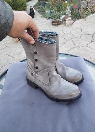 Женские кожаные зимние ботинки