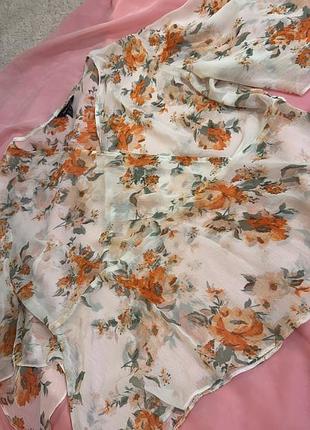 Блуза з квітами прозора з рюшами квіточки