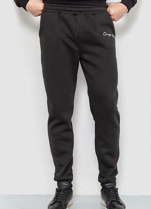 Штаны спортивные мужские на флисе, цвет черный