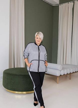 Костюм двойка из трикотажного крепа + костюмка разм размер: 48-50, 52-54, 56-58, 60-62