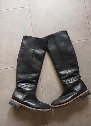 Кожаные теплые сапоги