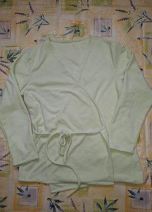 Светло-салатовая флисовая кофта на запах/кардиган