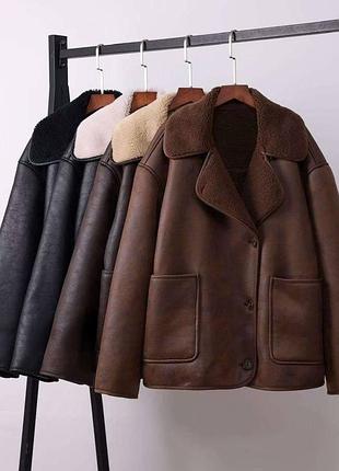 Женская жіноча дублянка дубльонка дублёнка,оверсайз ,осенняя зимняя