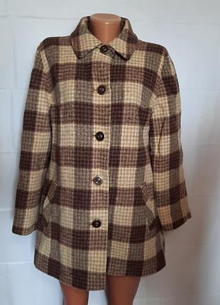 Винтажное пальто в клетку, размер 46