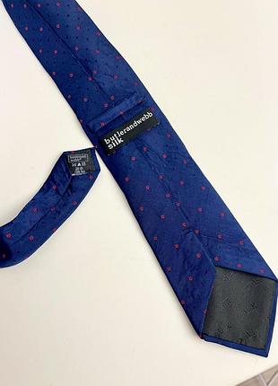 Шовкова краватка butler & webb, синя з червоними квітами
