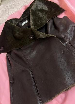 Желетка шкіра на з хутром