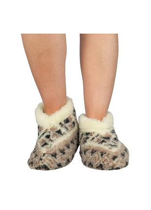 Чуні тапочки жіночі низькі з вовни мериносової овчини з білим верхом із візерунком «вишиванка»