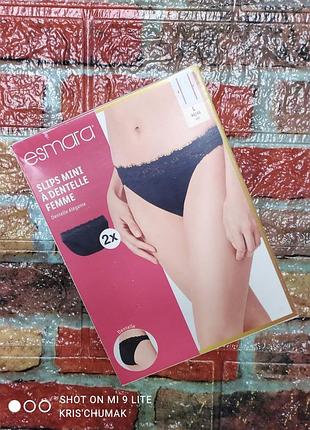 Арт.0071 трусики сліпи з мереживом набір 2 шт від esmara розмір євро l 44/46