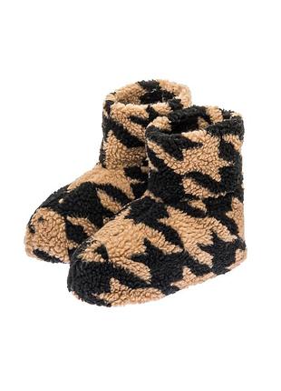 Чуни женские из овечьей шерсти в расцветке "зебра" коричневые
