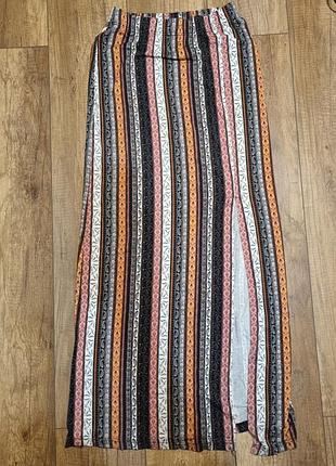 Юбка трикотажная меди в этно принт