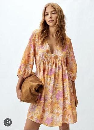 Сукня шикарна міні легка вільна з квітами h&m