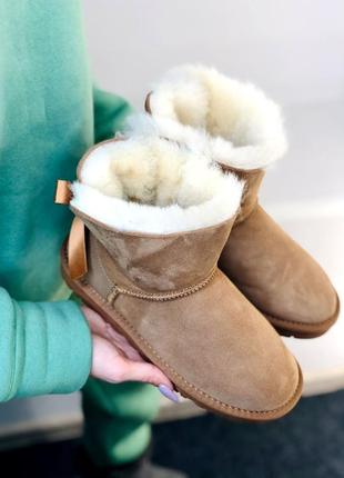 Трендовые угги ugg mini bailey bow || boot beige2 фото