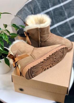 Трендовые угги ugg mini bailey bow || boot beige5 фото