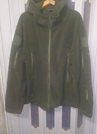 Куртка кофта тактическая флисовая с капюшоном.