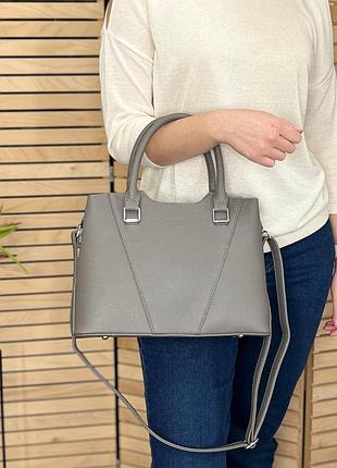 Женская стильная и качественная сумка из эко кожи серая