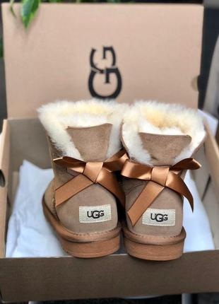 Трендовые угги ugg mini bailey bow || boot beige7 фото