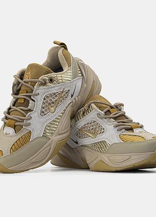 Кроссовки nike m2k tekno linen &amp; wheat &amp; ale brown коричневые женские