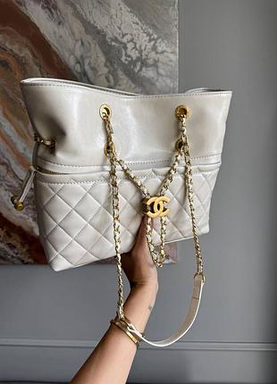 Сумка  белая кожаная брендовая люкс шанель стьоьана сумка